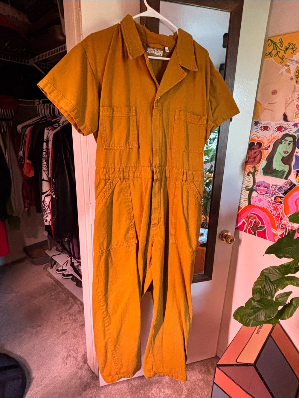BIG BUD PRESS Short-Sleeve Jumpsuit in Mustard/Copper